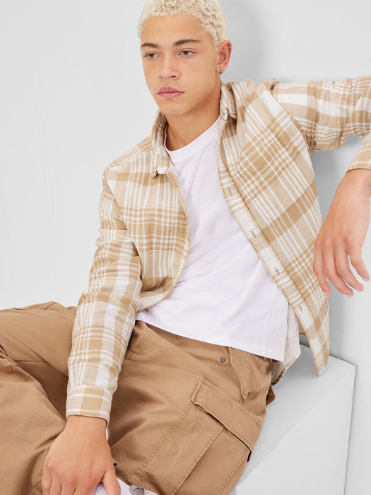 Doubleweave Plaid Shirt - khaki plaid