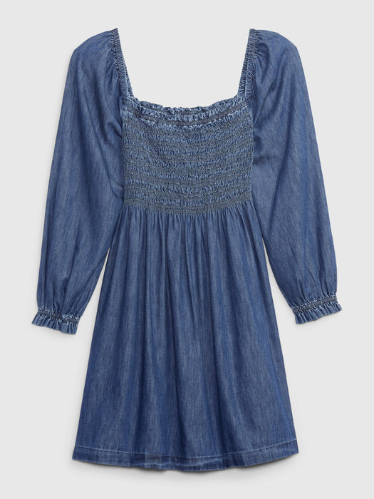 Denim Puff Mini Dress