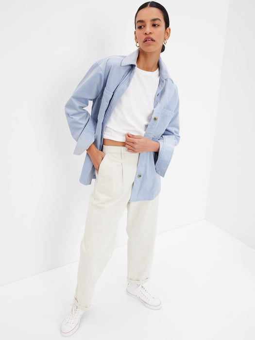 Oversized Corduroy Shirt - ice blue