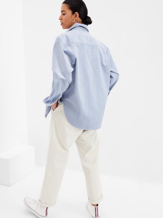 Oversized Corduroy Shirt - ice blue