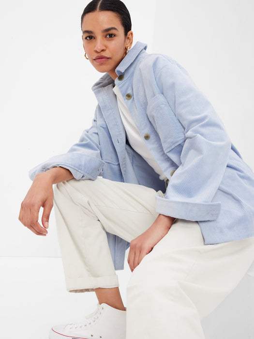 Oversized Corduroy Shirt - ice blue