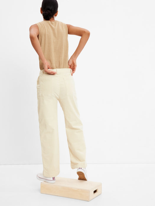 Mid Rise Loose Corduroy Pants with Washwell - birch