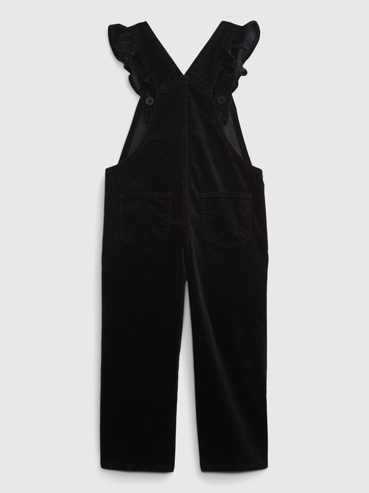 Toddler Velvet Flare Overalls - black