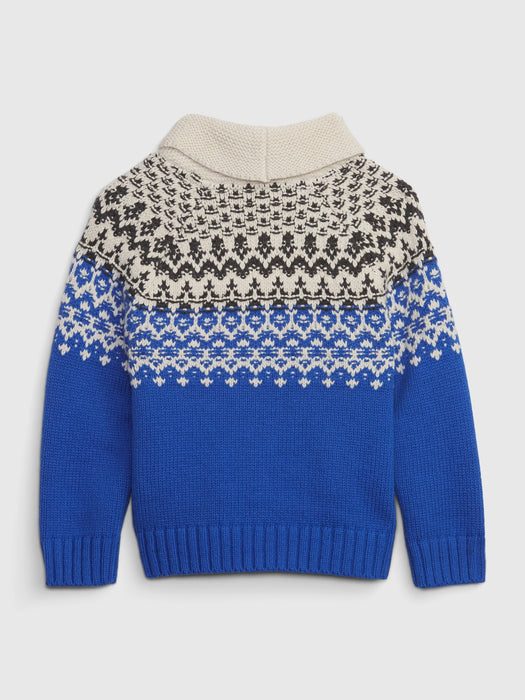 Toddler Fair Isle Zip-Up Sweater - bristol blue