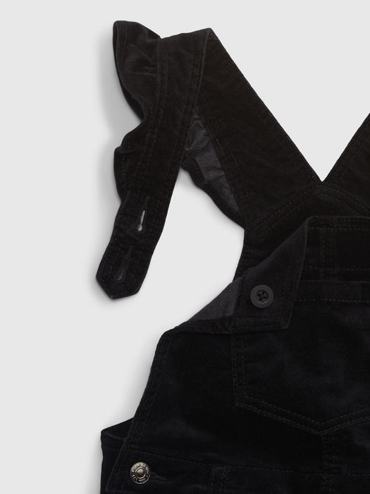 Toddler Velvet Flare Overalls - black