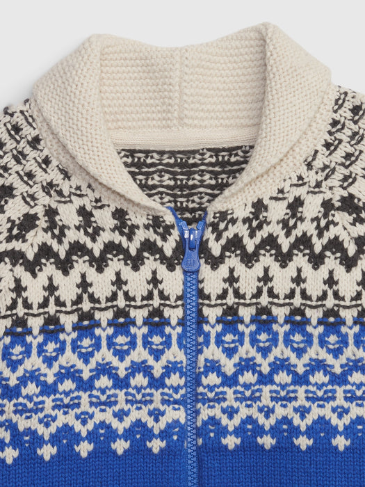 Toddler Fair Isle Zip-Up Sweater - bristol blue