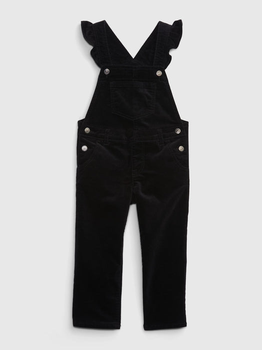 Toddler Velvet Flare Overalls - black