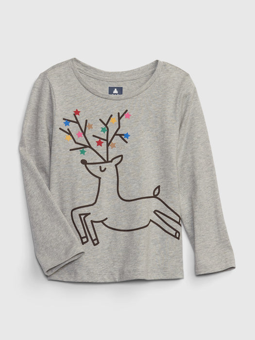 Toddler 100% Organic Cotton Mix and Match Graphic T-Shirt - reindeer gray