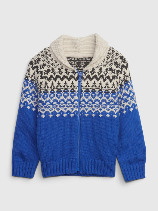 Toddler Fair Isle Zip-Up Sweater - bristol blue