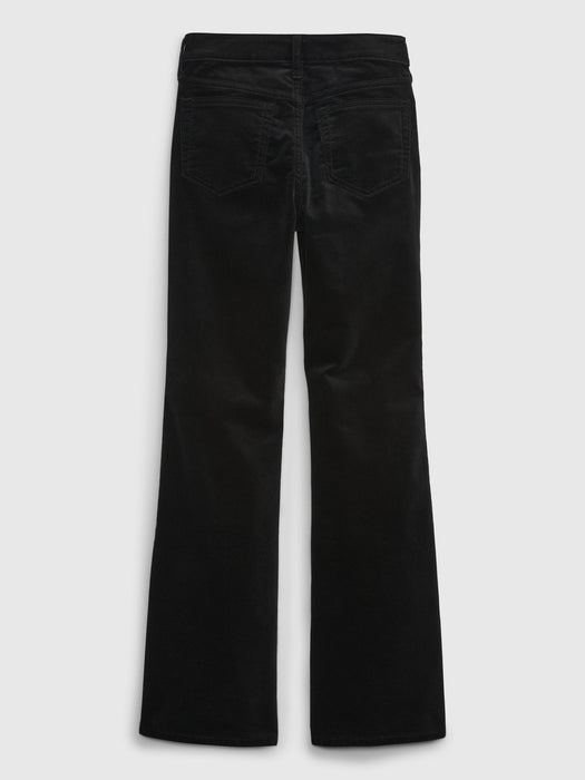 Kids High Rise Velvet Flare Jeans with Washwell - black