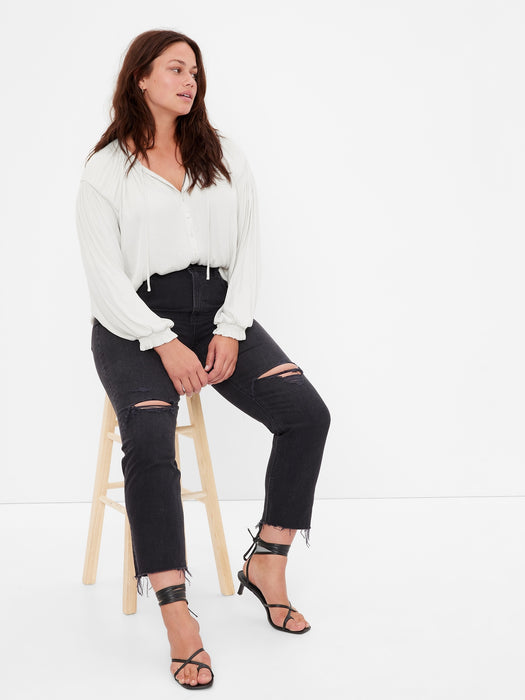 Button-Front Tie Top