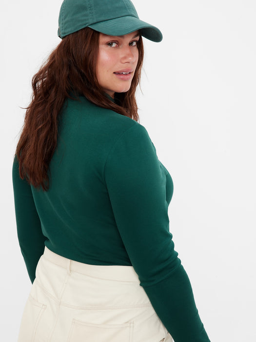 Modern Cropped Mockneck Top - june bug green