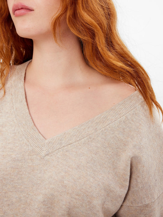 CashSoft V-Neck Sweater - COBBLESTONE