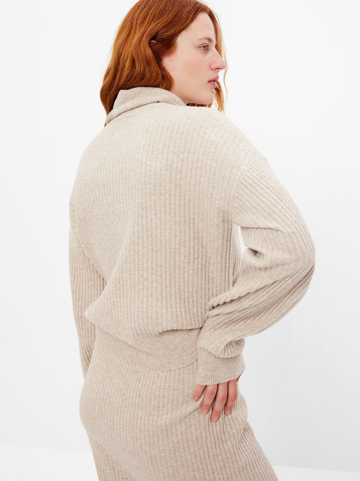 CashSoft Rib Turtleneck Sweater - COBBLESTONE