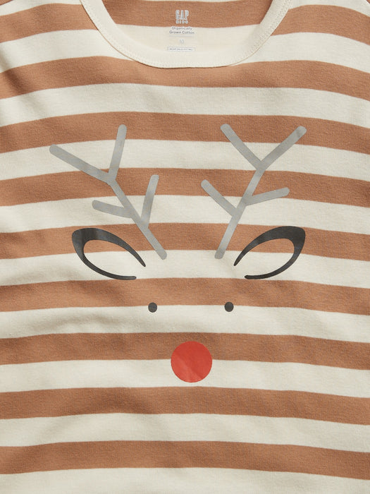 Kids 100% Organic Cotton Reindeer PJ Set - holiday brown