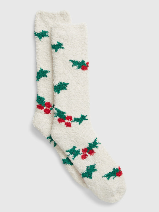 Recycled Cozy Socks - holly leaf