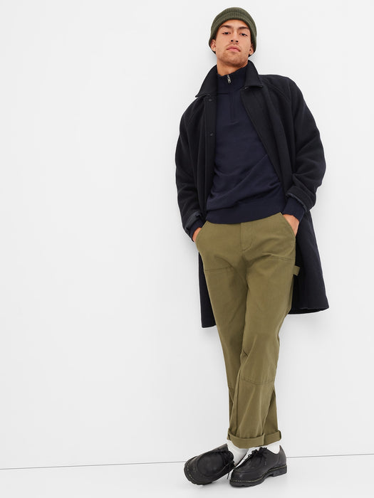 Recycled Raglan Wool Car Coat - navy