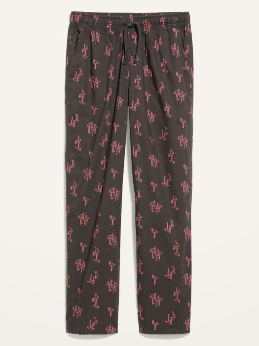 Printed Poplin Pajama Pants for Men - Pink