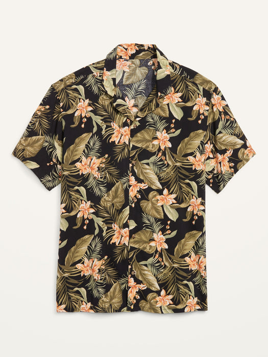 Printed Short-Sleeve Camp Shirt for Men