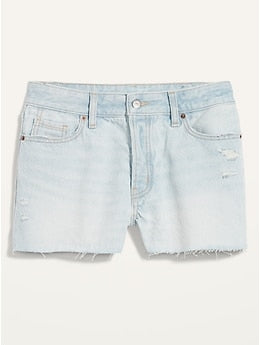 High-Waisted Button-Fly OG Straight Cut-Off Non-Stretch Jean Shorts -- 1.5-inch inseam