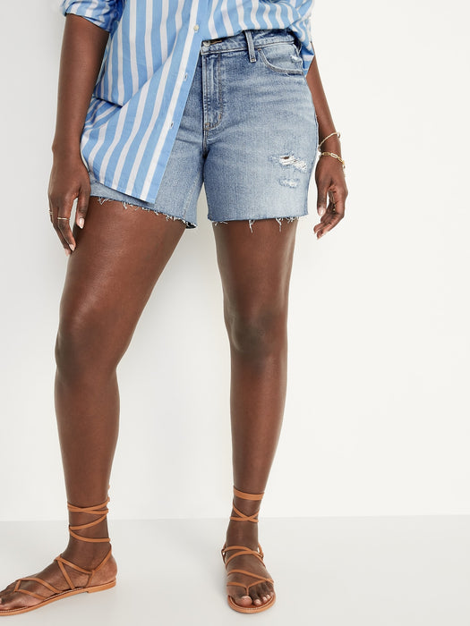 Mid-Rise Cut-Off Jean Shorts for Women -- 5-inch inseam