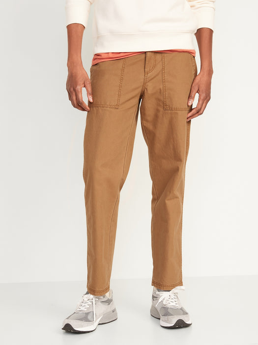 Loose Taper Non-Stretch Canvas Workwear Pants for Men - Brown