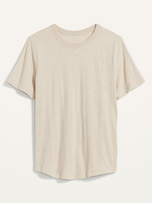 Soft-Washed Slub-Knit Curved-Hem T-Shirt for Men - Beige