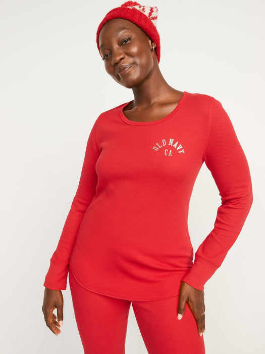 Logo Thermal Long-Sleeve Pajama Top for Women