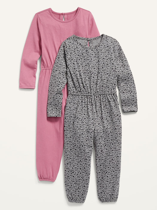 2-Pack Long-Sleeve Cinched-Waist One-Piece for Toddler Girls