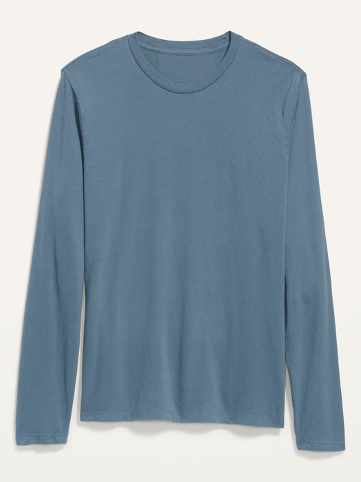 Soft-Washed Crew-Neck Long-Sleeve T-Shirt for Men - Blue