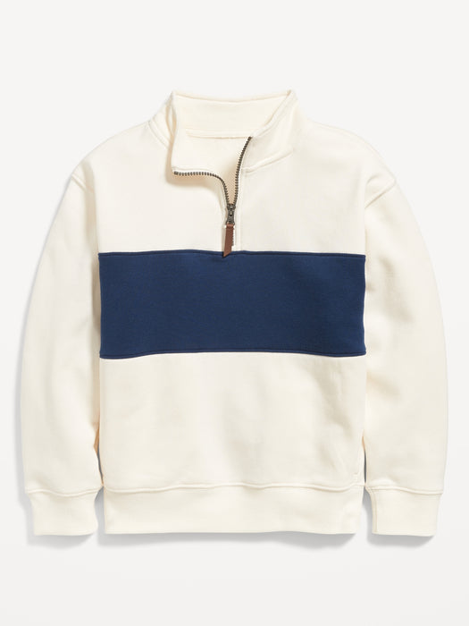 Long-Sleeve Color-Blocked Quarter-Zip Sweatshirt for Boys