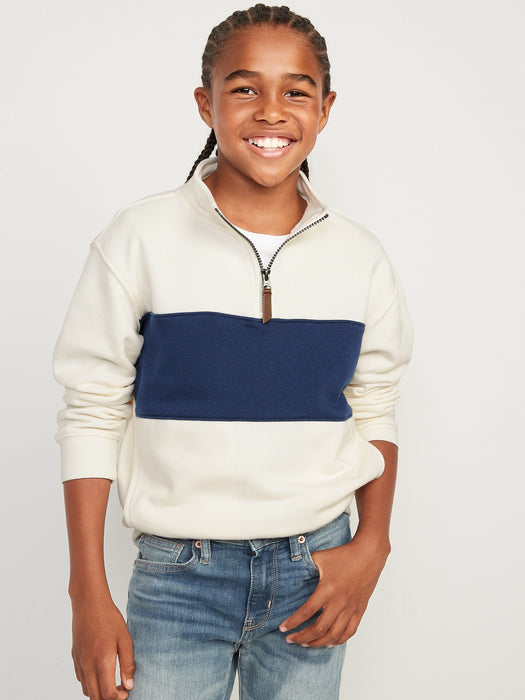 Long-Sleeve Color-Blocked Quarter-Zip Sweatshirt for Boys