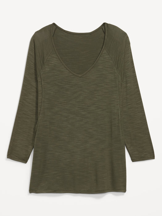 Maternity Luxe Slub-Knit Nursing Tunic - Green