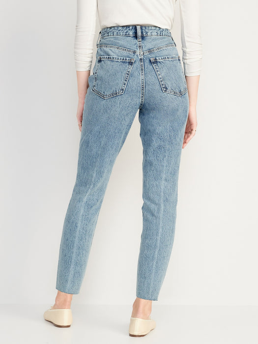 Higher High-Waisted Button-Fly OG Straight Ripped Non-Stretch Jeans for Women