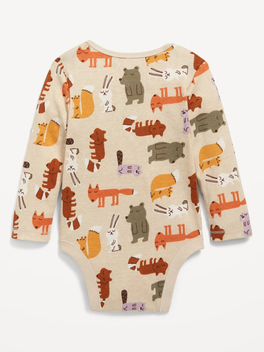 Unisex Long-Sleeve Printed Bodysuit for Baby