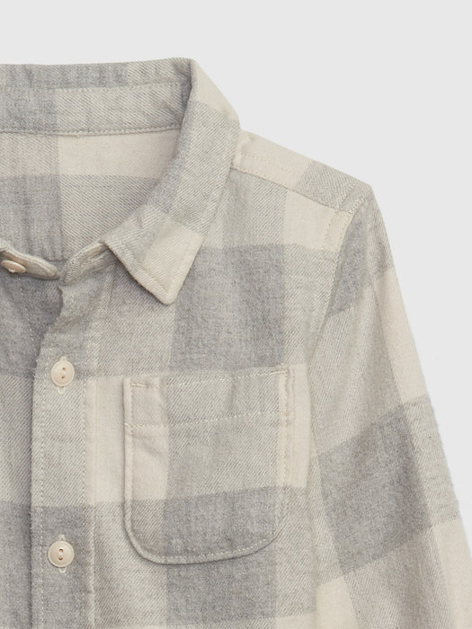 Toddler 100% Organic Cotton Flannel Shirt - gray buffalo