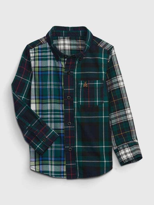 Toddler Plaid Poplin Shirt - navy blue plaid