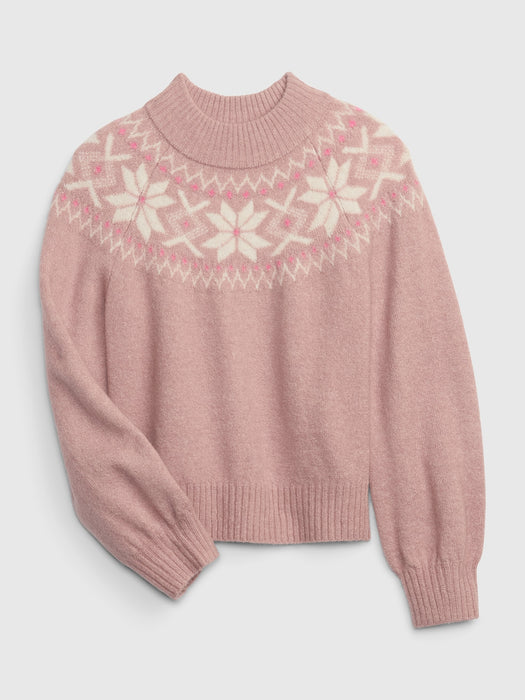 Kids Cozy Fair Isle Sweater - beige