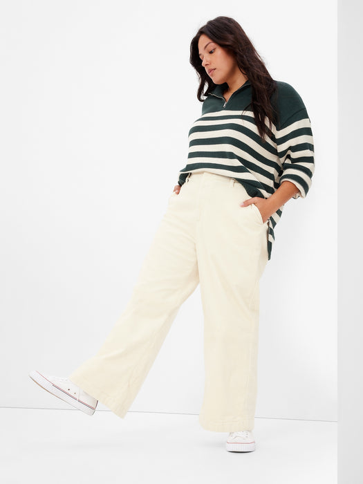 Mid Rise Loose Corduroy Pants with Washwell - birch