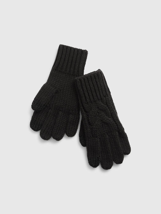 Kids Cable-Knit Touchscreen Gloves - true black