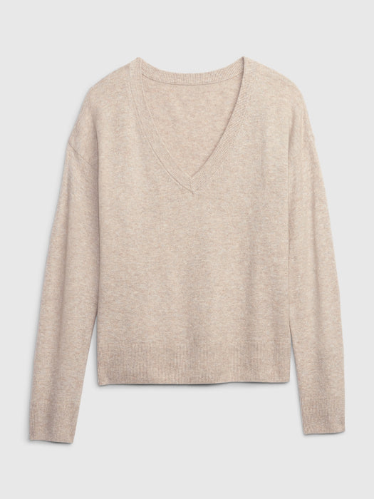 CashSoft V-Neck Sweater - COBBLESTONE