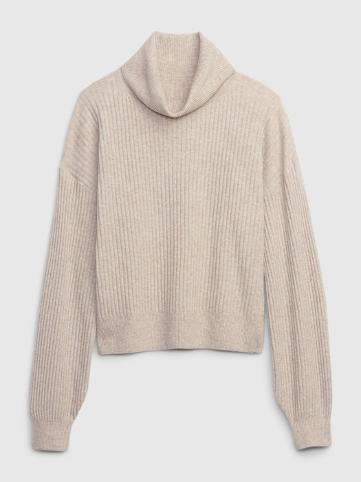 CashSoft Rib Turtleneck Sweater - COBBLESTONE