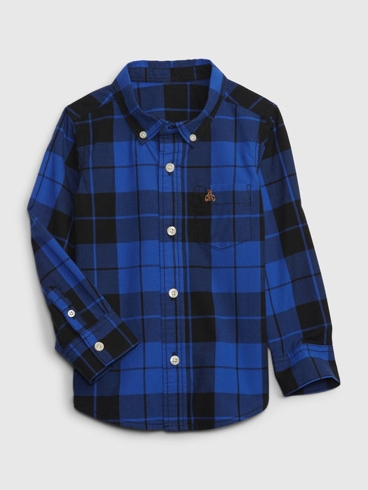 Toddler Plaid Poplin Shirt - bristol blue