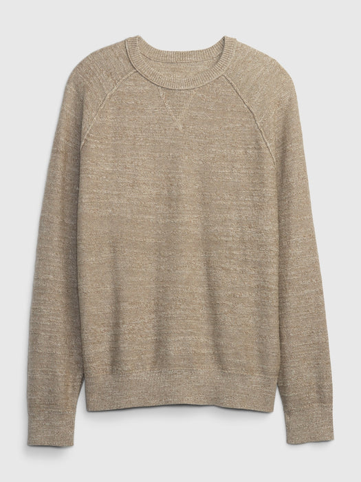 Slub Cotton Raglan Crewneck Sweater