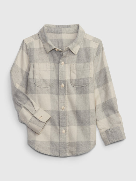 Toddler 100% Organic Cotton Flannel Shirt - gray buffalo