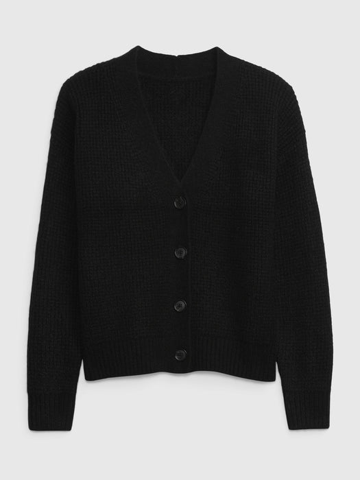 Waffle Cardigan - true black