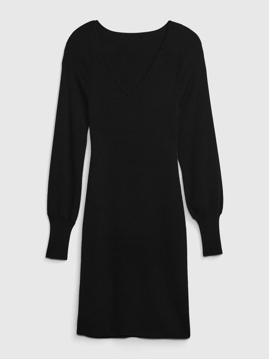 Merino Wool-Blend Midi Sweater Dress - black