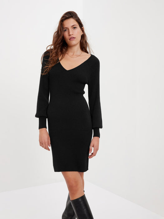 Merino Wool-Blend Midi Sweater Dress - black