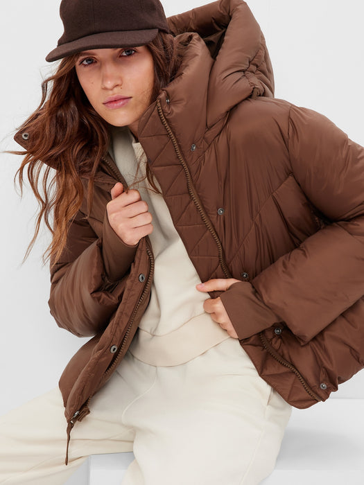 Big Puff Cropped Jacket - cozy brown