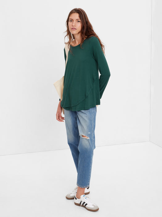 Maternity Crossover Nursing T-Shirt - june bug green